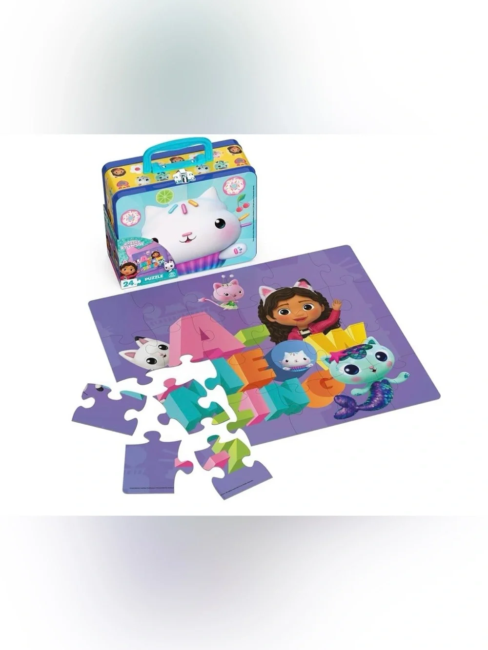Spin Master Gabby’s Dollhouse 24-Piece Jigsaw Puzzle Tin Carry Case Cardboard
